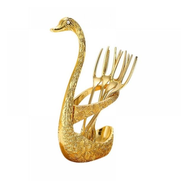 Coffee Tea Spoon Swan Holder Metal Fruit Cake Fork Decor with 6 Spoon Or Fork Coffee Tea Spoon Swan Holder Metal Fruit Cake Fork Decor with 6 Spoon Or Fork